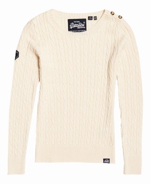 Superdry Croyde Cable Knit Női Kötöttáru Bézs | AWNXH8157